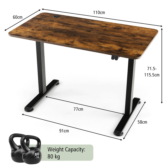 Electric Height Adjustable Desk - Standing Desk with Button Controller in Black - Perfect for Ergonomic Office Setups