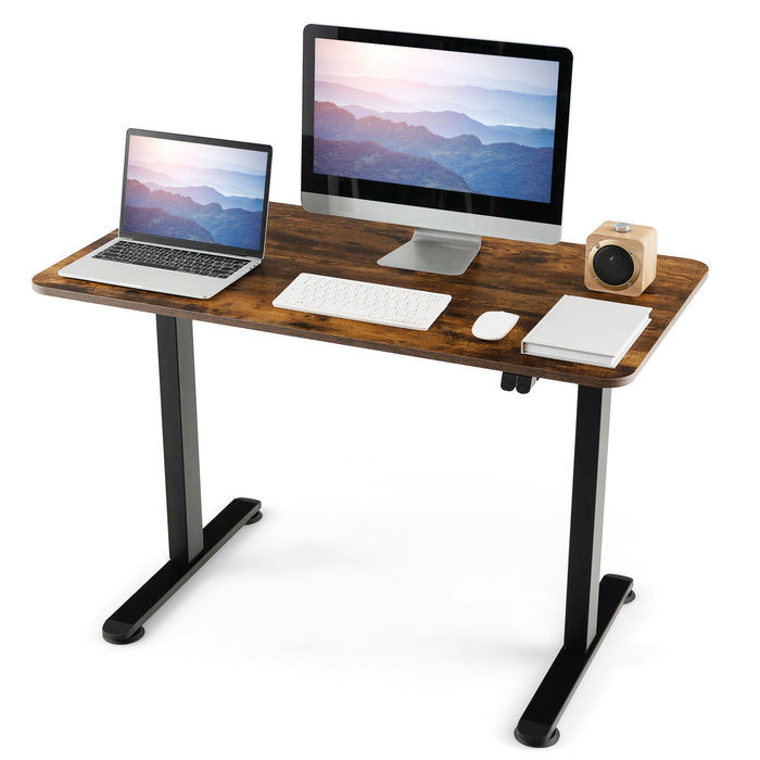 Electric Height Adjustable Desk - Standing Desk with Button Controller in Black - Perfect for Ergonomic Office Setups