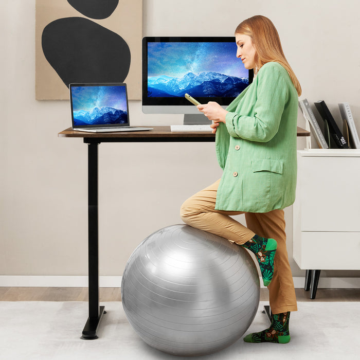 Electric Height Adjustable Desk - Standing Desk with Button Controller in Black - Perfect for Ergonomic Office Setups