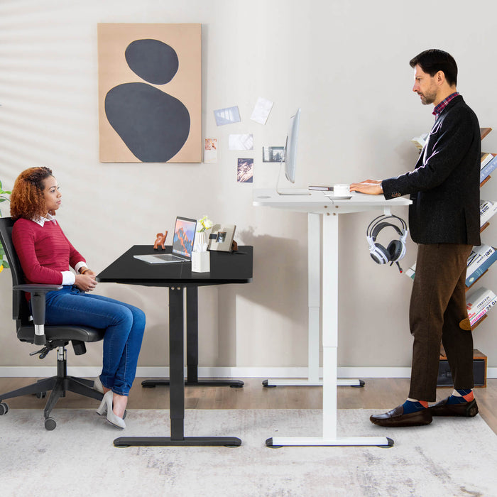Electric Height Adjustable Desk - Standing Desk with Button Controller in Black - Perfect for Ergonomic Office Setups