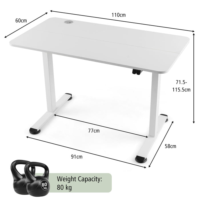 Electric Height Adjustable Desk - Standing Desk with Button Controller in Black - Perfect for Ergonomic Office Setups