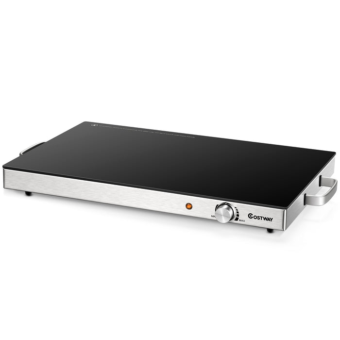 Warming Wonder Electric Tray - Featuring Cool-Touch Handles and Stainless Steel Frame - Ideal Solution for Serving Hot Meals Safely