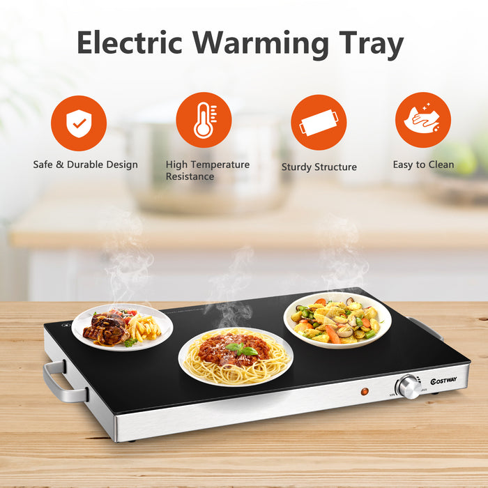 Warming Wonder Electric Tray - Featuring Cool-Touch Handles and Stainless Steel Frame - Ideal Solution for Serving Hot Meals Safely