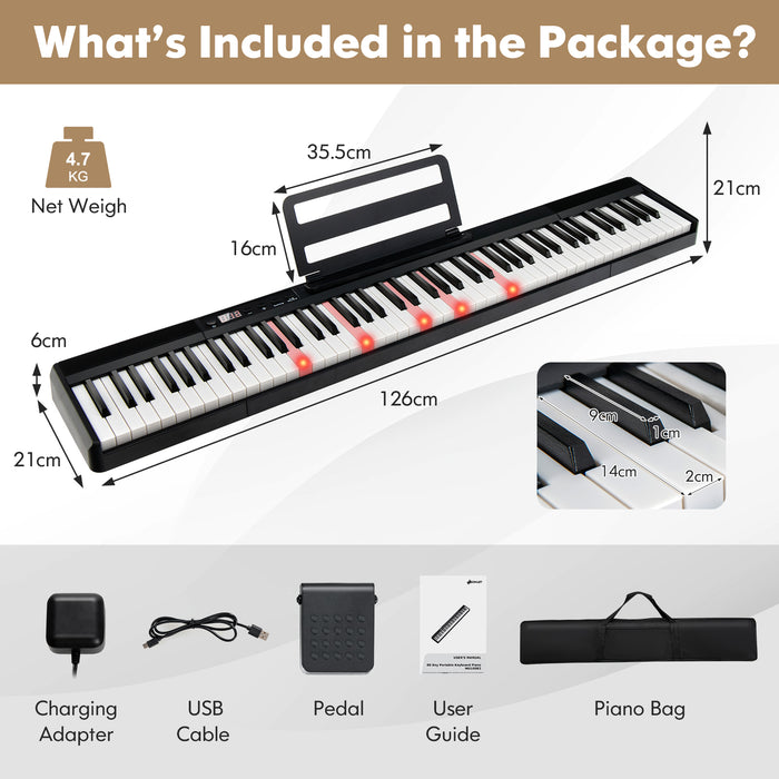 88-Key Portable Keyboard - Electronic Musical Instrument with Storage Bag - Ideal for Kids and Adult Beginners, Black
