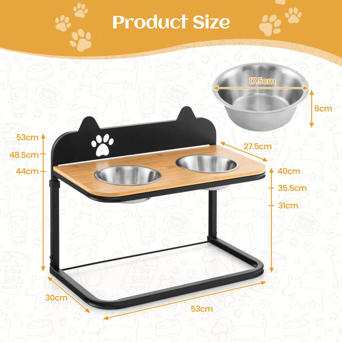 Dog Bowl Feeder - Elevated Design with Adjustable 3 Heights and Marker - Ideal for Improved Pet Digestion and Posture