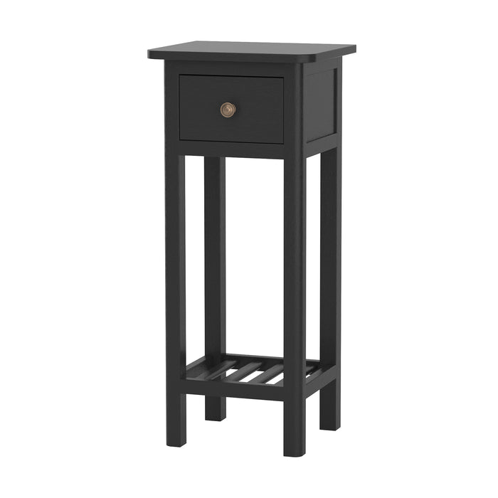Storage Plus - Black End Table with Shelf and Drawer - Ideal for Organizing Domestic Space