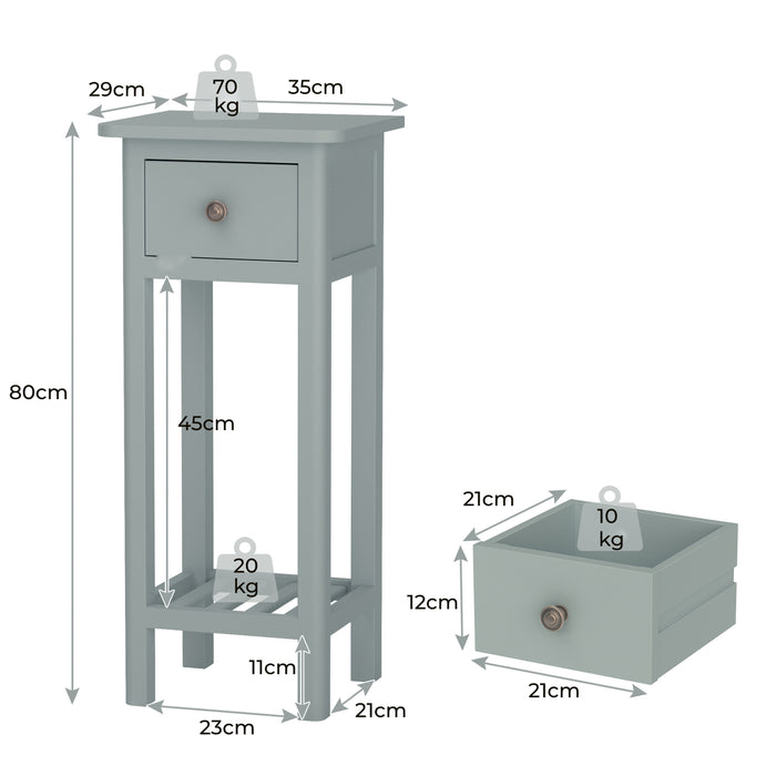 Storage Plus - Black End Table with Shelf and Drawer - Ideal for Organizing Domestic Space
