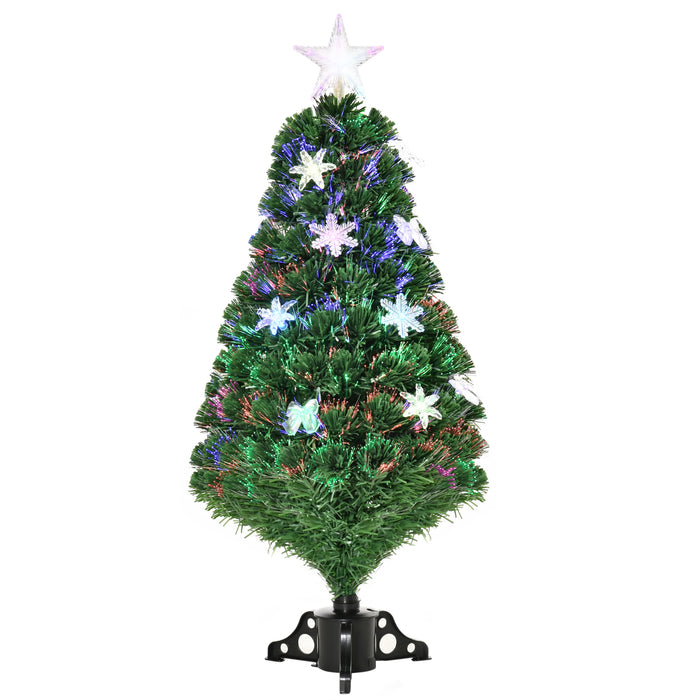 HOMCM 3FT Prelit Tree - LED & Fiber Optic Illuminated Artificial Christmas Tree with Foldable Stand - Festive Home Xmas Decor for Small Spaces