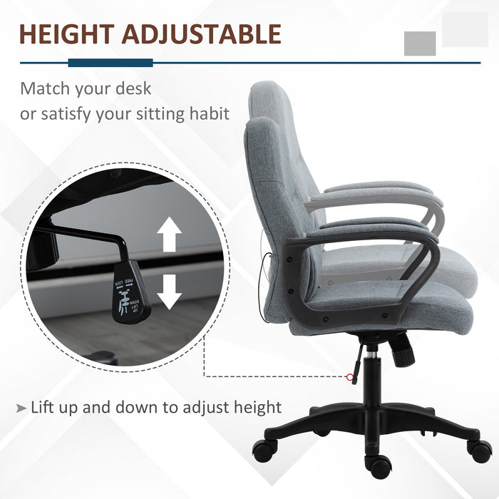 Ergonomic High-Back Office Chair with Lumbar Massager - 360° Swivel, Adjustable Height & Tilt, Grey - Enhanced Comfort for Extended Desk Work
