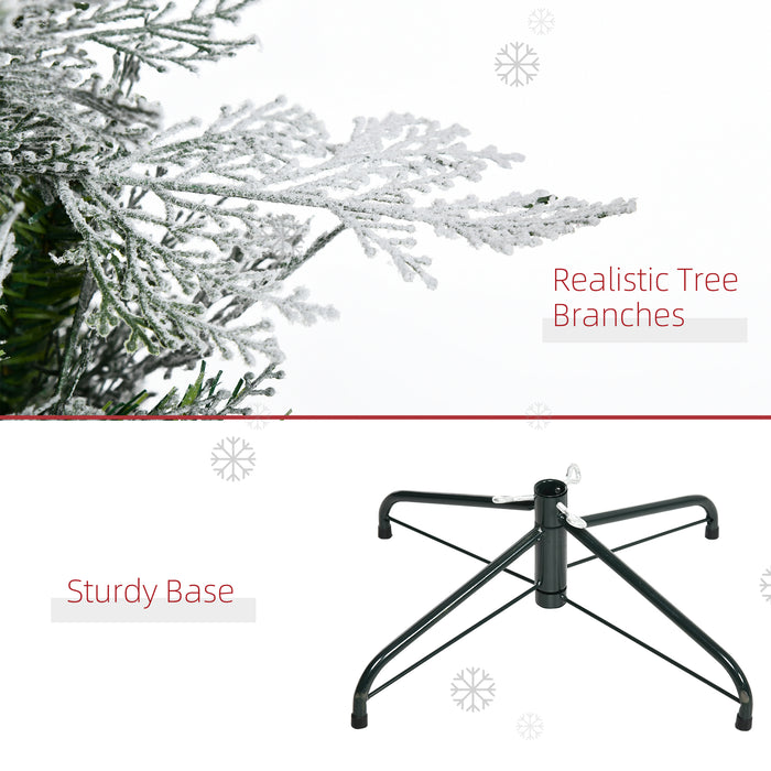 Realistic Cypress Snow-Flocked Artificial Christmas Tree with Auto-Open Feature - Lush Green Holiday Decor with Easy Setup - Perfect for Festive Home Displays