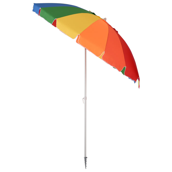 Arc 2.4m Beach Umbrella with Sand Anchor - Adjustable Tilt, Multicolor, Includes Carry Bag - Perfect Sun Protection for Outdoor Patio Use