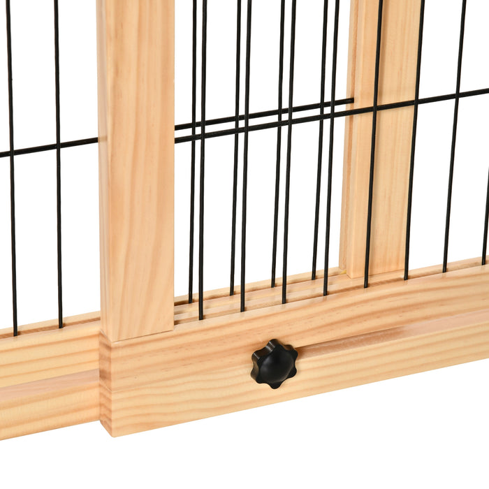 Adjustable 2-Panel Wooden Pet Gate - Freestanding Barrier for Dogs, Expands 104-183 cm, 69 cm High - Ideal for Doorways & Hallways, Natural Finish