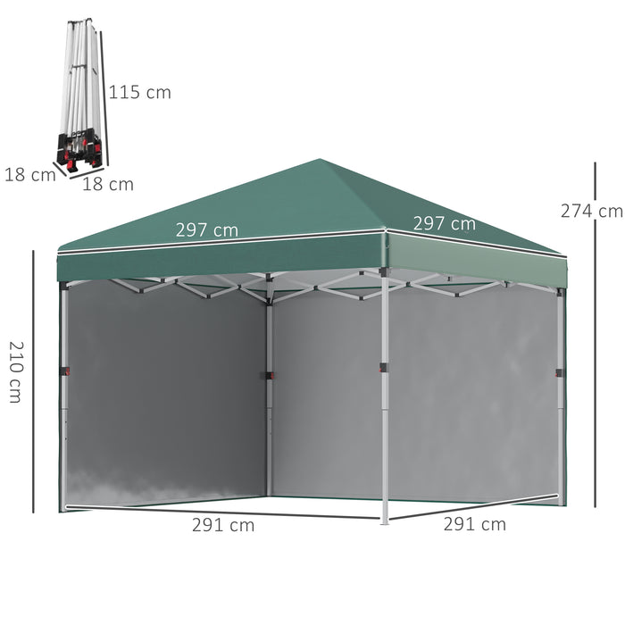 3x3M Pop Up Gazebo with Sidewalls - Adjustable Height Party Tent with Leg Weight Bags, Carry Bag - Ideal for Garden, Patio Events, and Outdoor Celebrations