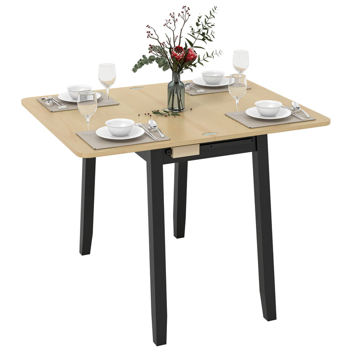 Folding Kitchen Table - Extendable Dining Furniture for 4 with Storage Compartment - Ideal for Space-Saving Dining Solutions