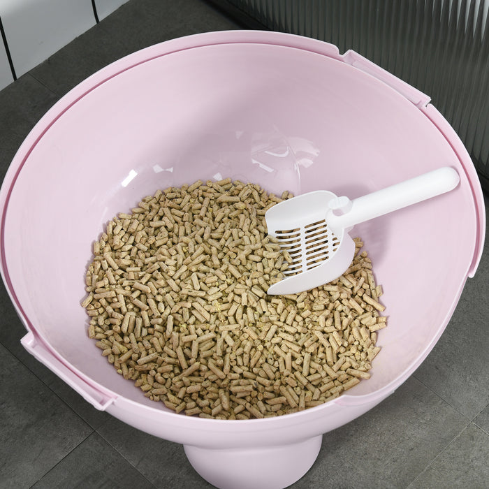 Extra-Large Hooded Cat Litter Box with Scoop - Easy-Carry Top Handle, Front Entry Design, 53x51x48 cm - Perfect for Multiple Cats or Large Breeds in Pink