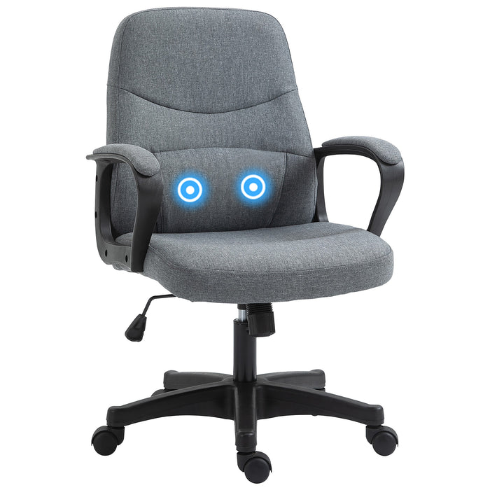 Ergonomic High-Back Office Chair with Lumbar Massager - 360° Swivel, Adjustable Height & Tilt, Grey - Enhanced Comfort for Extended Desk Work