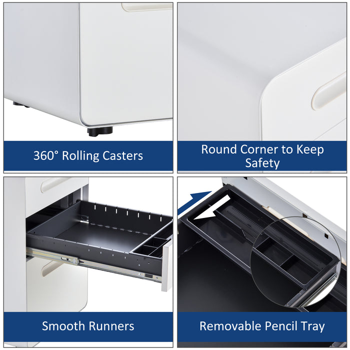 3-Drawer Mobile File Cabinet - Fully Assembled, Lockable, All-Metal Rolling Storage - Vertical Filing Solution for Home Office and Business Use