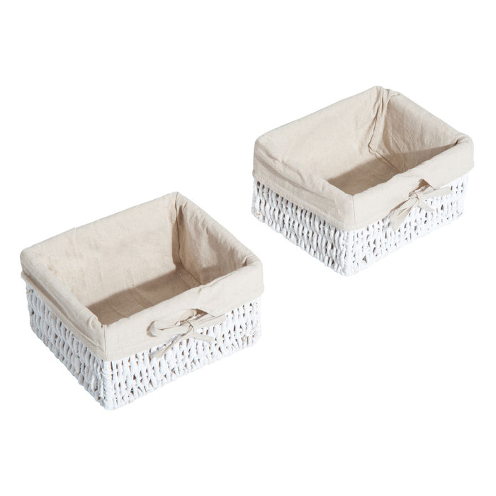 Wall-Mounted Entryway Coat Rack - White Shelf with Wicker Baskets and Hooks, 2-Basket Organizer - Perfect Storage Solution for Home Organization