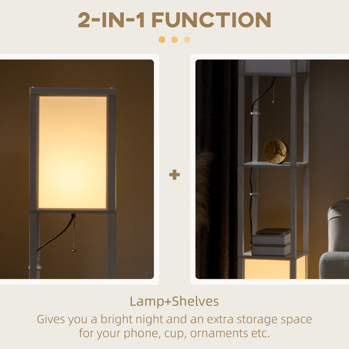 Modern Dual Ambient Light Shelf Floor Lamp - 156cm Standing Lighting for Living Room and Bedroom - Ideal for Cozy Illumination and Storage