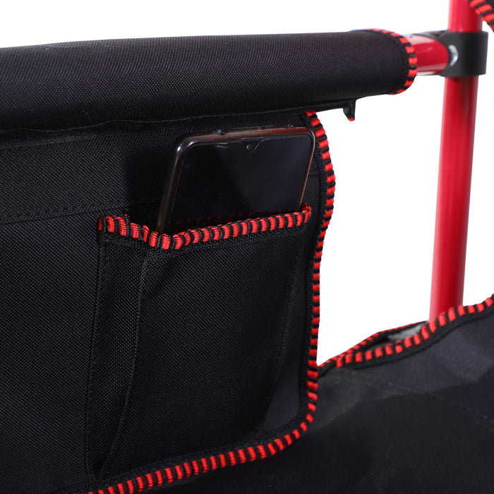 Sturdy Red Folding Chair with Metal Frame & Sponge Padding - Portable Camping Seat with Storage Pockets - Comfortable Outdoor Seating for Campers & Tailgating Events