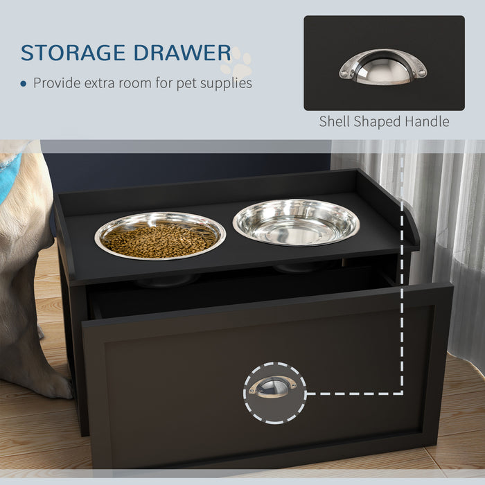 Elevated Stainless Steel Pet Bowls with Storage - 21L Drawer for Food and Supplies - Ideal for Large Dogs and Cats