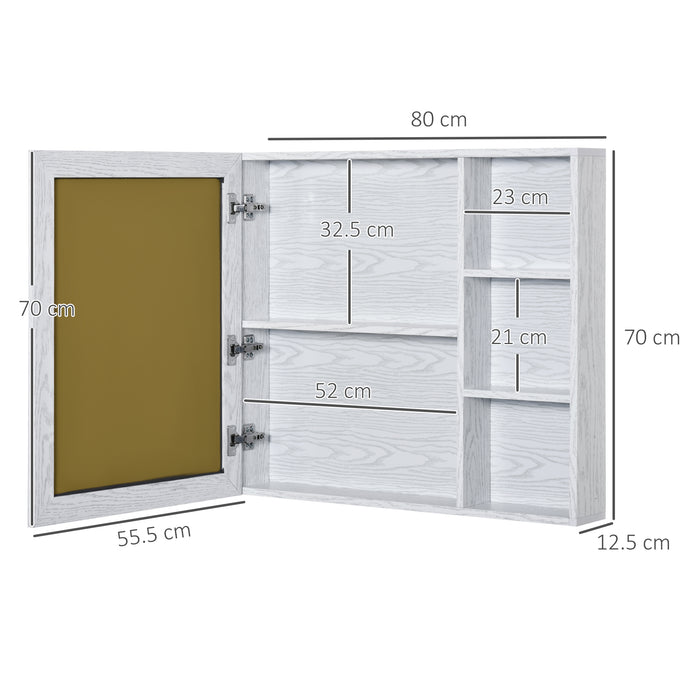 Aluminium Bathroom Cabinet - Wall-Mounted Storage with Mirror Door & 3-Tier Shelving - Space-Saving Organizer for Restroom Essentials