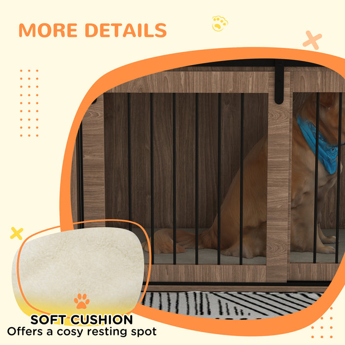 XL Canine Habitat - Large Dog Crate Furniture with Removable Cushion, 118x60x73cm, in Elegant Brown - Ideal for Big Breed Comfort & Home Integration