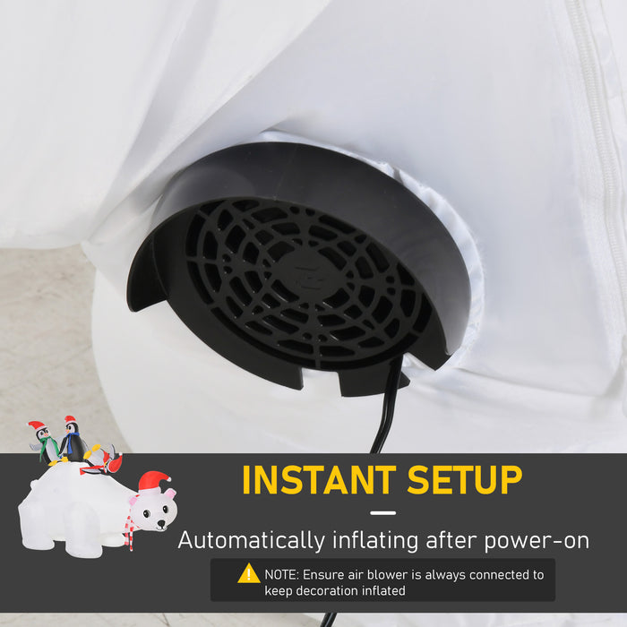 Giant 5ft LED-Lit Christmas Inflatable Display - Polar Bear with Penguins Outdoor Holiday Decor - Festive Garden Lawn Party Centerpiece for Seasonal Cheer