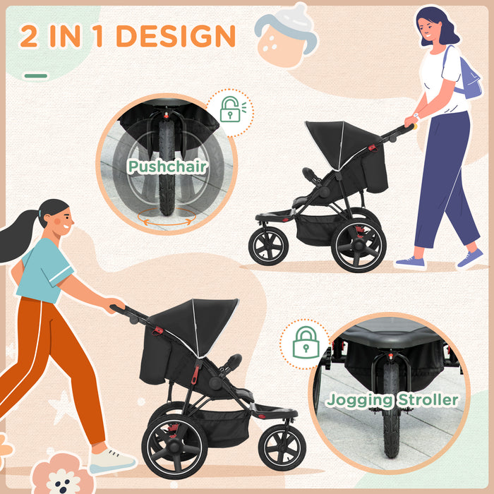 Lightweight Foldable Running Baby Stroller - Three-Wheeler with Adjustable Reclining Seat and Sun Canopy - Easy Maneuverability for Active Parents