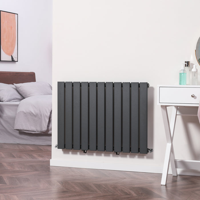 Water-Filled Space Heater - 83 x 60cm Horizontal Designer Radiator, Quick Warm-Up for Living Room, Study, Garage - Ideal for Home Heating, Grey Model