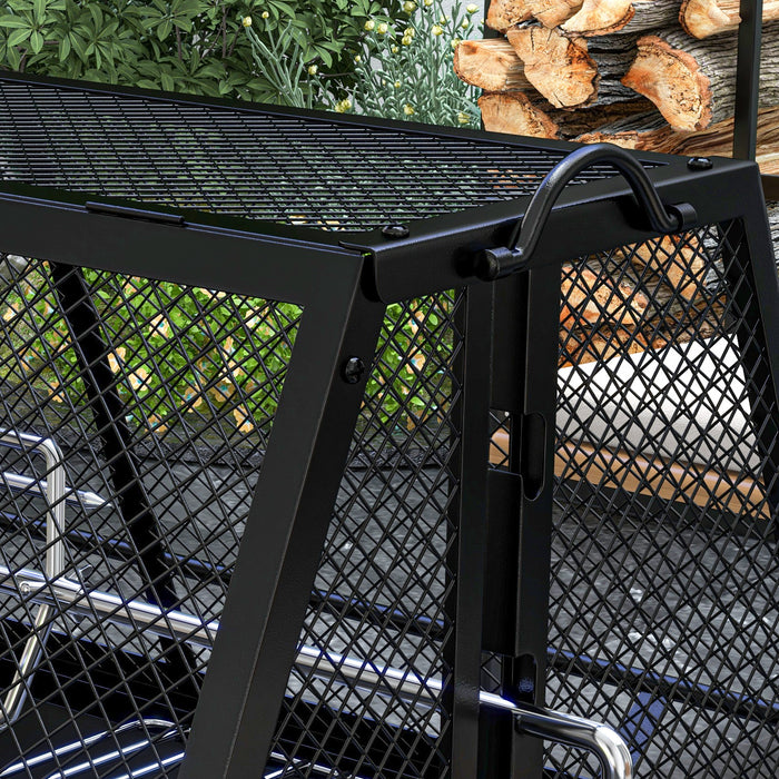 3-in-1 Charcoal Grill with Rotisserie and Fire Pit - Outdoor Cooking Station with Storage Shelf - Perfect for Grilling, Roasting & Campfires