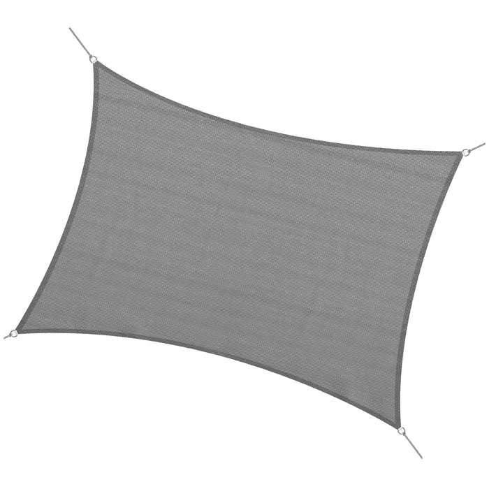 Sun Shade Sail 4x3m Rectangle Canopy - UV Protective Outdoor Sunscreen Awning with Mounting Ropes, Charcoal Grey - Ideal for Garden, Patio, Party Shelter