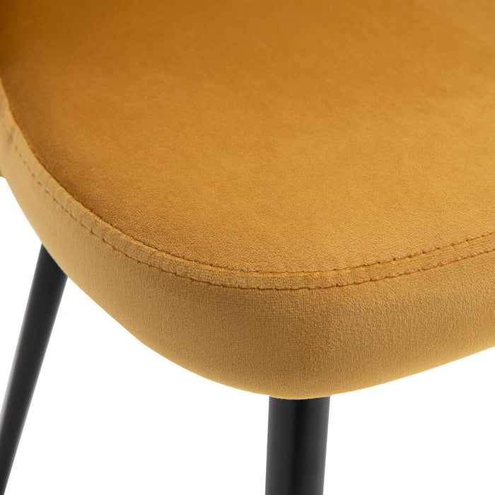Contemporary Yellow Dining Chairs Set of 2 - Fabric Upholstered Seats with Comfortable Back Support - Ideal for Kitchen, Dining, and Office Spaces