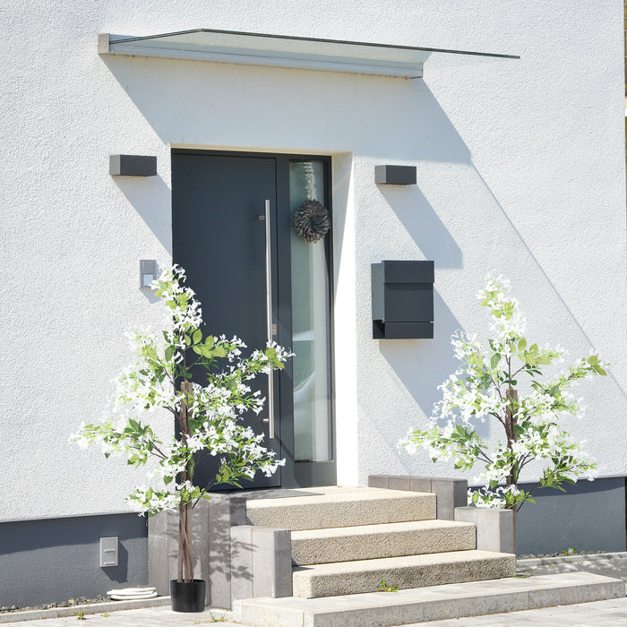 Artificial Honeysuckle Flower Plants with Pot - Lifelike Faux Greenery in Curved Boots, Indoor/Outdoor Decor, 15x15x150cm - Ideal for Home, Office Decoration, Set of 2, White