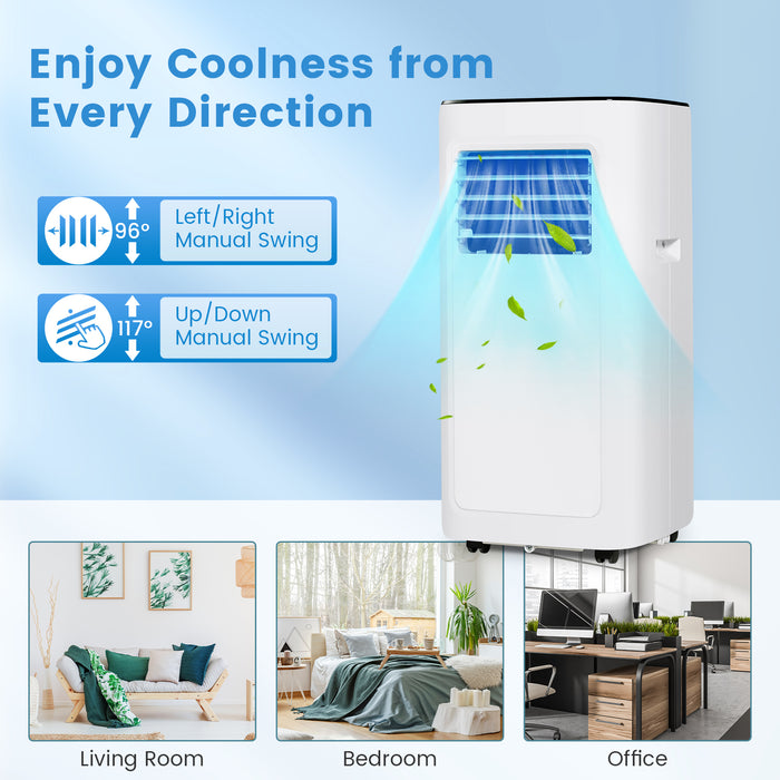 8000 BTU Model - Portable White Air Conditioner with Dehumidifier and Fan Features - Ideal for Improved Comfort and Better Sleep Quality
