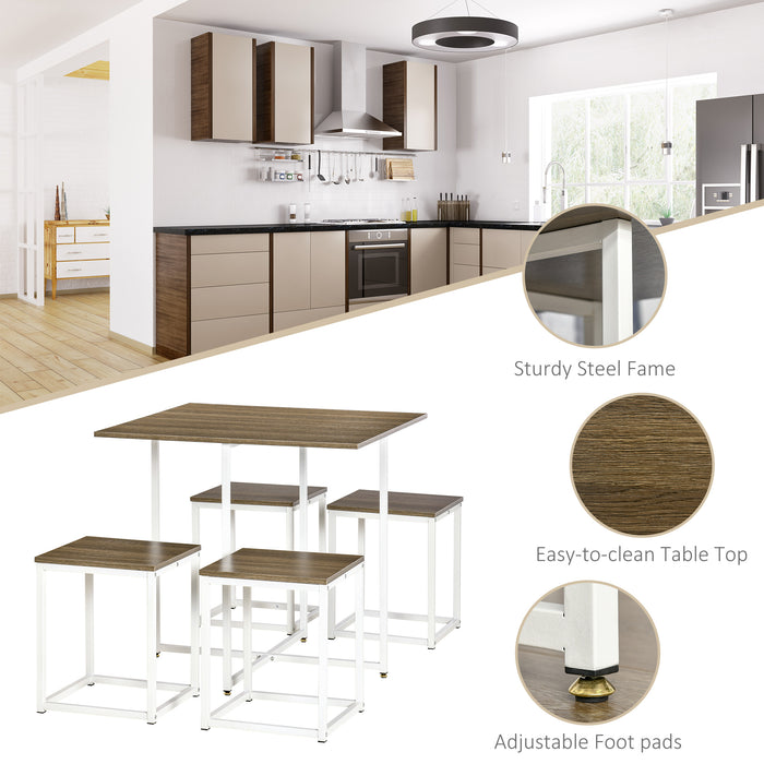 5-Piece Dining Set with Metal Frame - Square Walnut Kitchen Table & 4 Chairs - Ideal for Dining Room Comfort and Style
