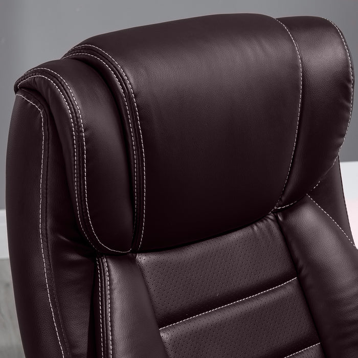 Ergonomic High Back Executive Chair with 6-Point Vibration Massage - Extra Padded Swivel and Tilt Desk Seat in Brown - Ideal for Office Professionals Seeking Comfort and Relaxation