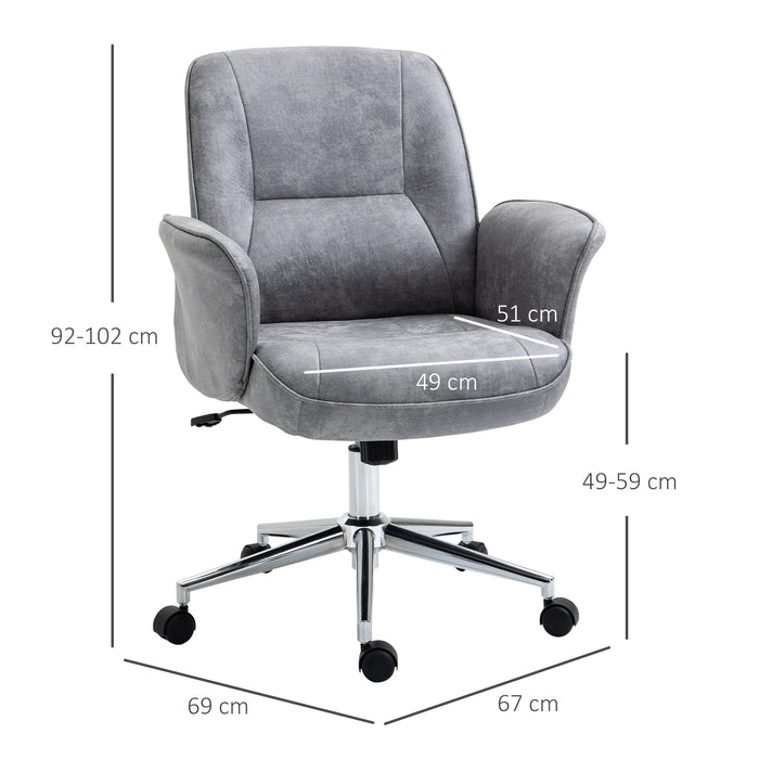 Ergonomic Mid-Back Swivel Chair - Comfortable Office and Study Furniture in Light Grey - Ideal for Home, Study, or Bedroom Use