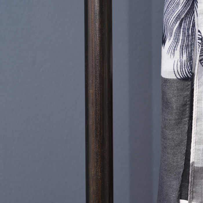 Bamboo Clothes Rail with Coat Stand - Garment Rack with Open Shelves & Storage Box, Dark Walnut - Ideal for Bedroom & Hallway Organization