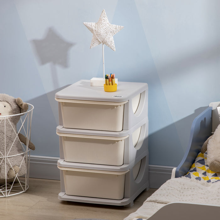 3-Tier Kids Storage Dresser - Vertical Chest with Drawers for Toy Organization - Ideal for Nursery, Playroom, and Kindergarten Spaces