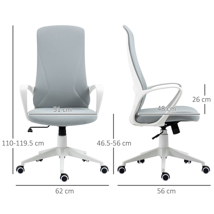 High-Back Elastic Office Chair with Tilt & Adjustable Seat Height - Armrests for Added Comfort - Ideal for Prolonged Desk Work, Light Grey