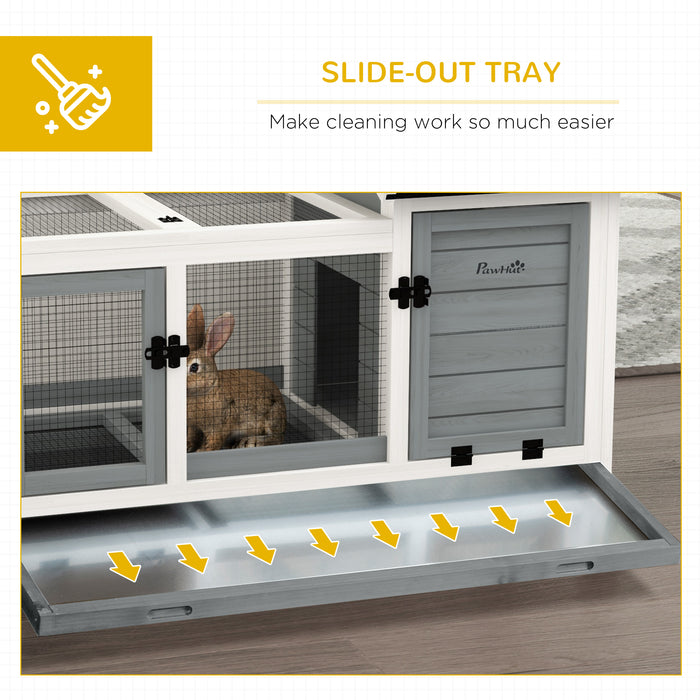 Wooden Pet Habitat - Rabbit Hutch and Guinea Pig Cage with Removable Tray and Wheels - Ideal for Small Animal Comfort and Easy Mobility