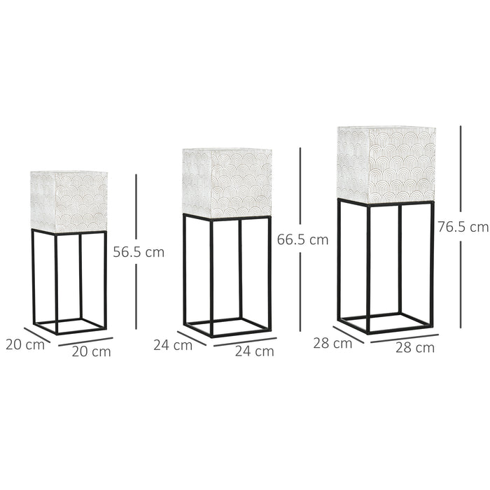 Decorative Square Metal Plant Stand Trio with Legs - Stylish Indoor Planters for Flowers and Greenery - Enhance Living Room and Bedroom Ambience