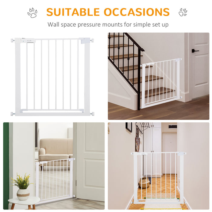 Adjustable Pet Safety Gate - Dog Barrier and Room Divider for Home Security, 76cm H x 75-82cm W, Stair Guard Mount in White - Ideal for Keeping Pets Safe and Contained