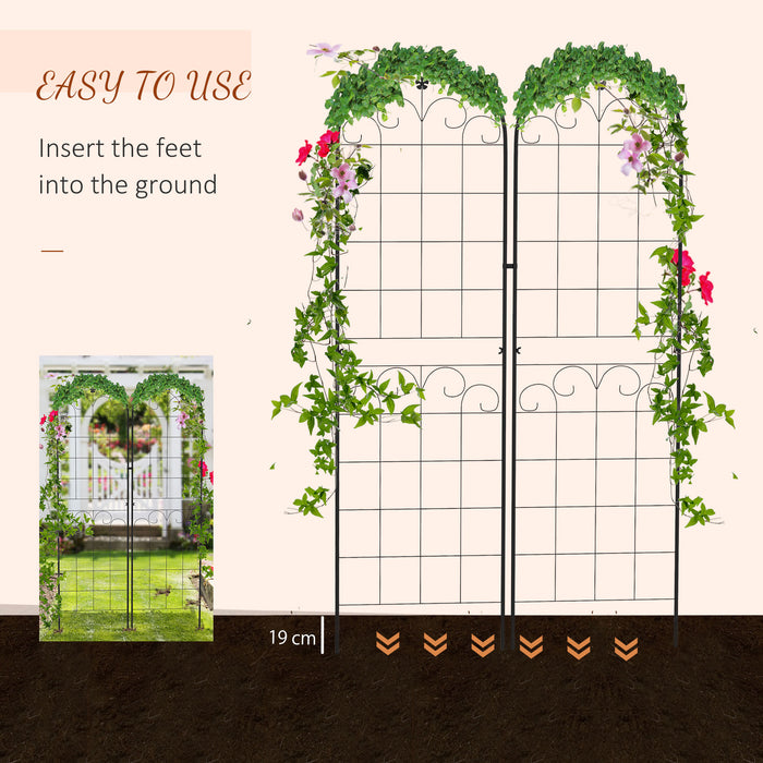 Garden Trellis Support Set of 2 - Metal Frames for Climbing Plants with Elegant Floral Design - Outdoor Decor & Plant Growth Enhancer