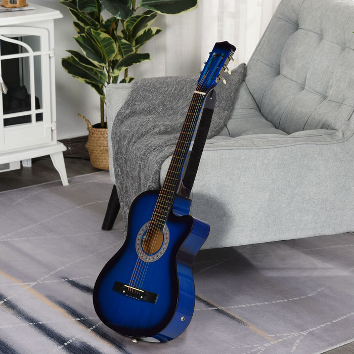38in Acoustic-Electric Guitar with Cutaway Design - Premium Gloss Finish, Beginner-Friendly Instrument with Case - Ideal for New Guitarists and Travel Musicians