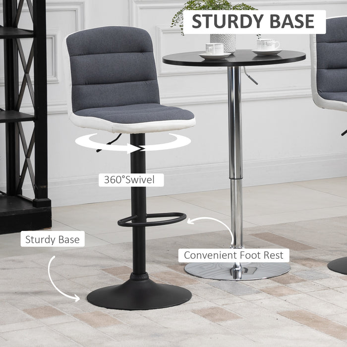 Armless Adjustable Bar Stool Set - Upholstered Swivel Seat, Adjustable Height, Dark Grey - Ideal for Home Bar or Kitchen Counter Seating