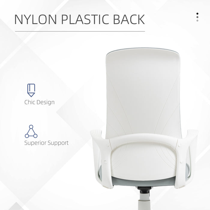 High-Back Elastic Office Chair with Tilt & Adjustable Seat Height - Armrests for Added Comfort - Ideal for Prolonged Desk Work, Light Grey