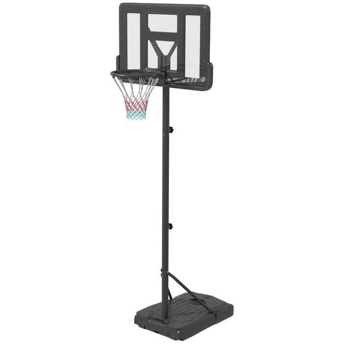 Adjustable Basketball Hoop Stand with Net - Portable, Height-Adjustable 200-305cm, with Wheels, Black - Ideal for Outdoor & Indoor Play for All Ages