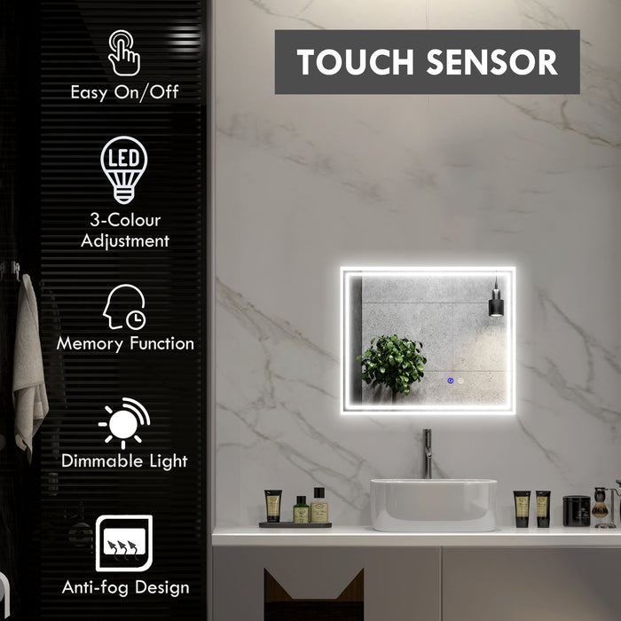 Illuminated LED Vanity Bathroom Mirror - Smart Touch Makeup Mirror with 3 Color Modes, Anti-Fog Features - Ideal for Precision Grooming and Makeup Application